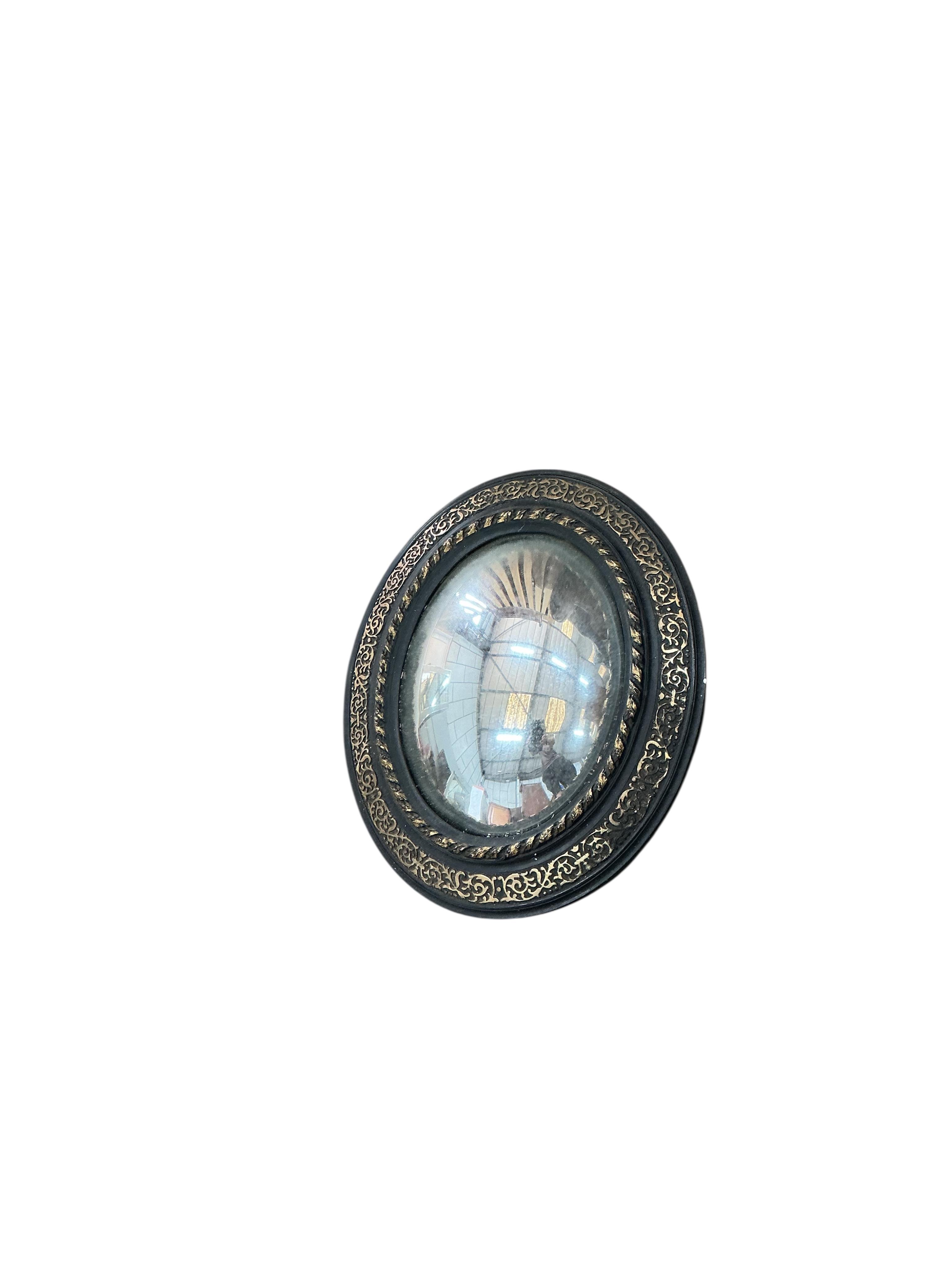 Three gilt wood and composition convex wall mirrors, largest diameter 44cm